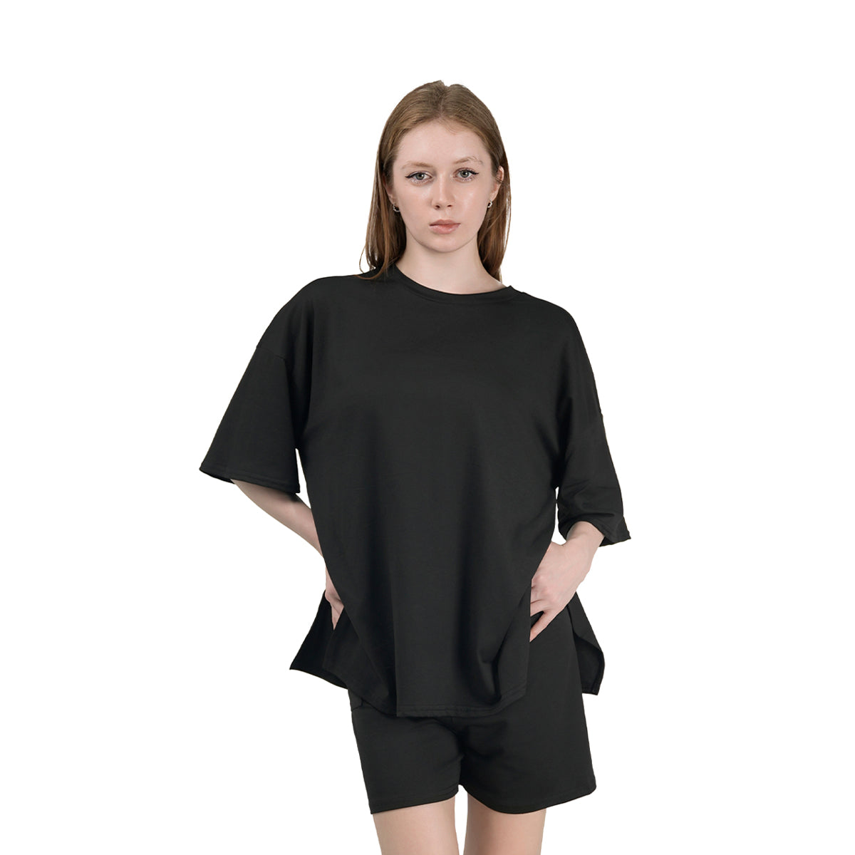 Summer suits 2025 casual loose suits airport travel suits slit hem oversized clothing