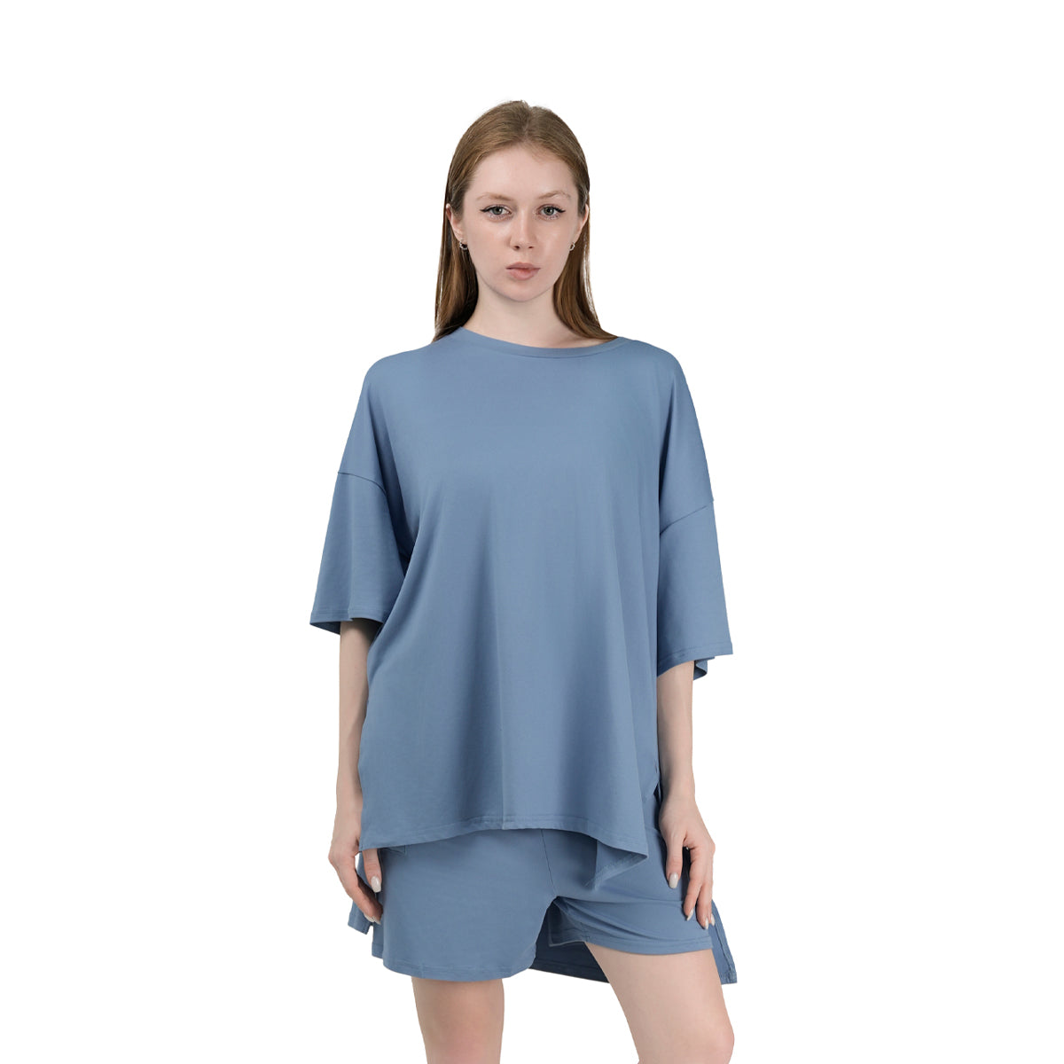 Summer suits 2025 casual loose suits airport travel suits slit hem oversized clothing