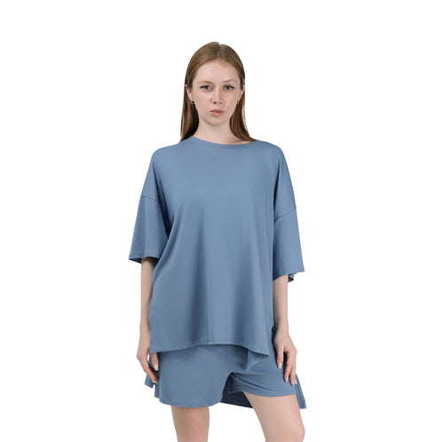 Summer suits 2025 casual loose suits airport travel suits slit hem oversized clothing