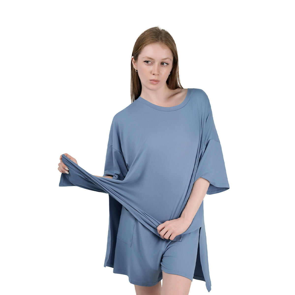 Summer suits 2025 casual loose suits airport travel suits slit hem oversized clothing